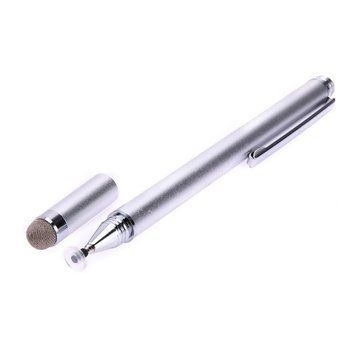 Ёмкостный металлический двухсторонний стилус для рисования Silver с держателем 1527 фото