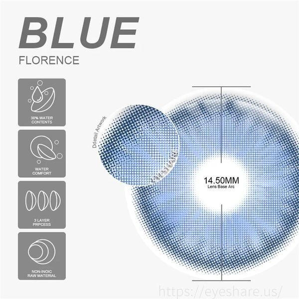 Кольорові блакитнлінзиі Florence Blue + контейнер для зберігання в подарунок 2879331361 фото