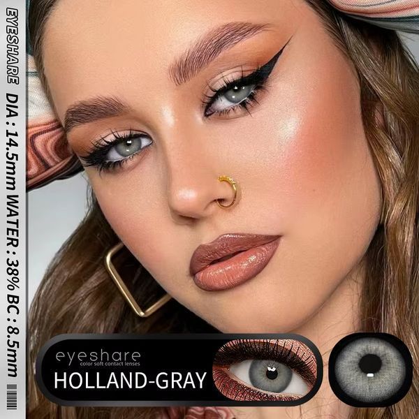 Лінзи кольорові сірі Holland Gray + контейнер для зберігання в подарунок 08693HO фото