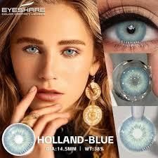Кольорові лінзи блакитні Holland Blue + контейнер для зберігання в подарунок 08453HO фото