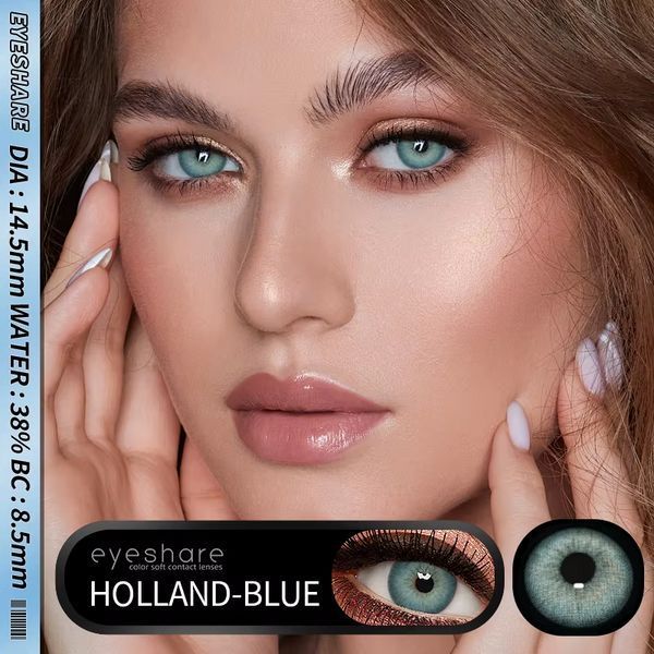 Кольорові лінзи блакитні Holland Blue + контейнер для зберігання в подарунок 08453HO фото