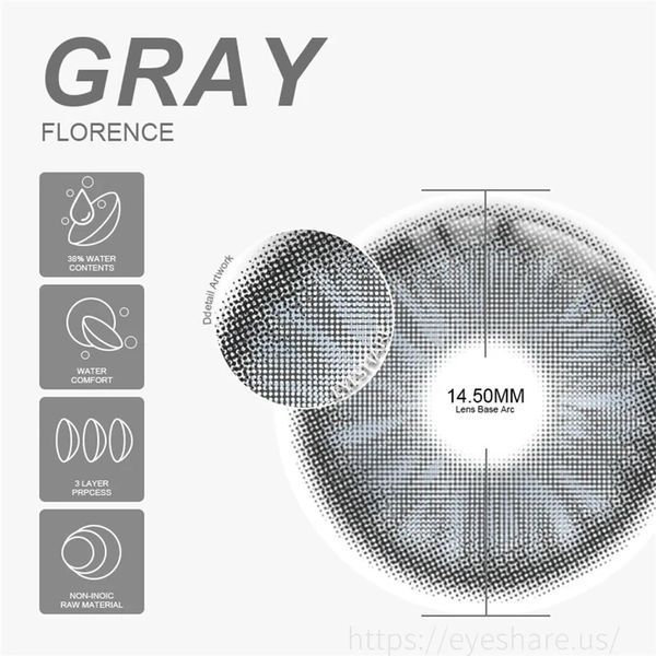 Лінзи кольорові сірі Florece Gray + контейнер для зберігання в подарунок 2879379834 фото