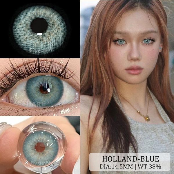 Кольорові лінзи блакитні Holland Blue + контейнер для зберігання в подарунок 08453HO фото