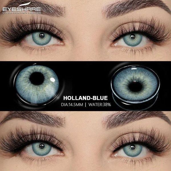 Кольорові лінзи блакитні Holland Blue + контейнер для зберігання в подарунок 08453HO фото