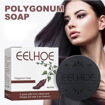 Чёрное мыло-шампунь Polygonum Soap для затемнения седых волос и ухода 05348 фото