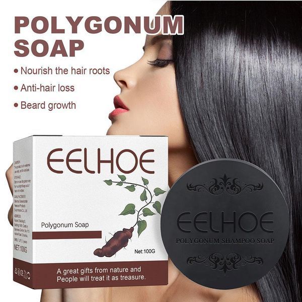 Чёрное мыло-шампунь Polygonum Soap для затемнения седых волос и ухода 05348 фото