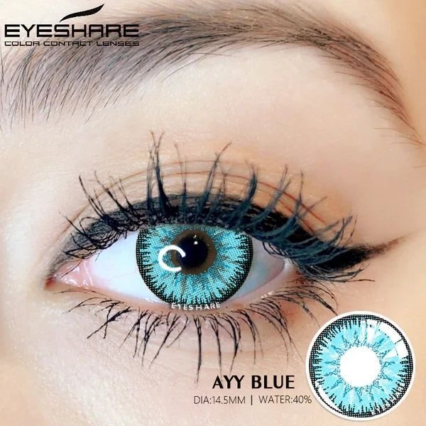 Цветные линзы для глаз голубые Blue + контейнер для хранения в подарок 0094RA фото