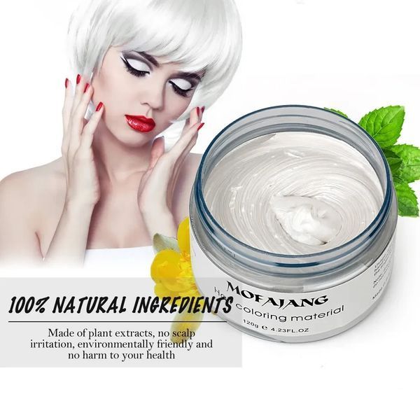 Временная краска-воск для волос Mofajang белая Цветной воск для волос 120 ml 8961 фото