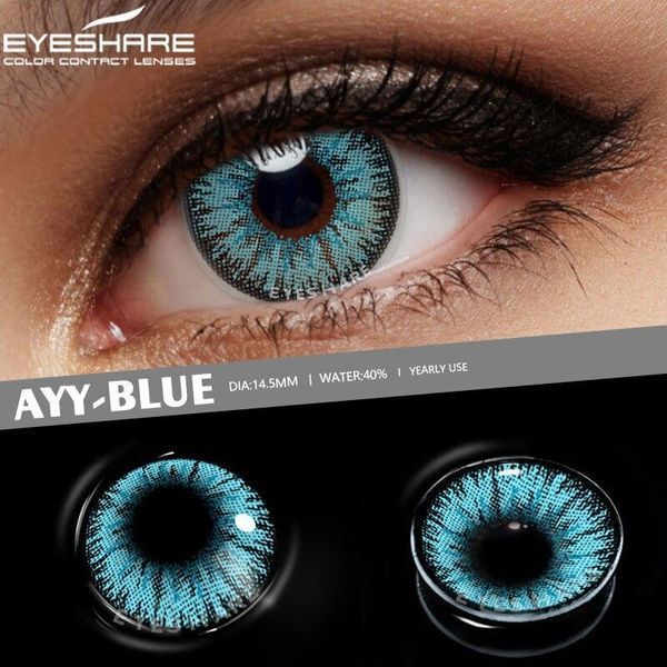 Цветные линзы для глаз голубые Blue + контейнер для хранения в подарок 0094RA фото