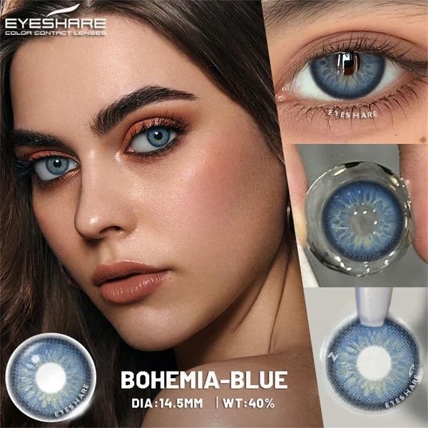 Кольорові лінзи блакитні Bohemia Blue + контейнер для зберігання в подарунок 0479BOH фото