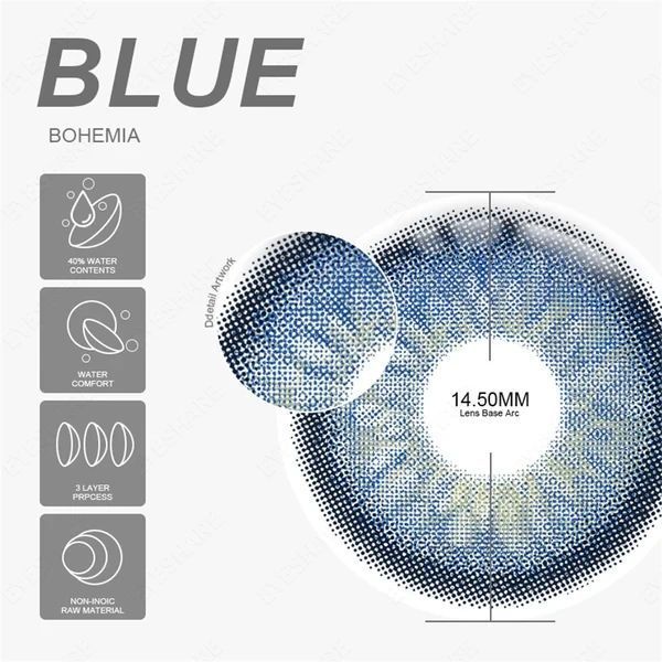 Кольорові лінзи блакитні Bohemia Blue + контейнер для зберігання в подарунок 0479BOH фото