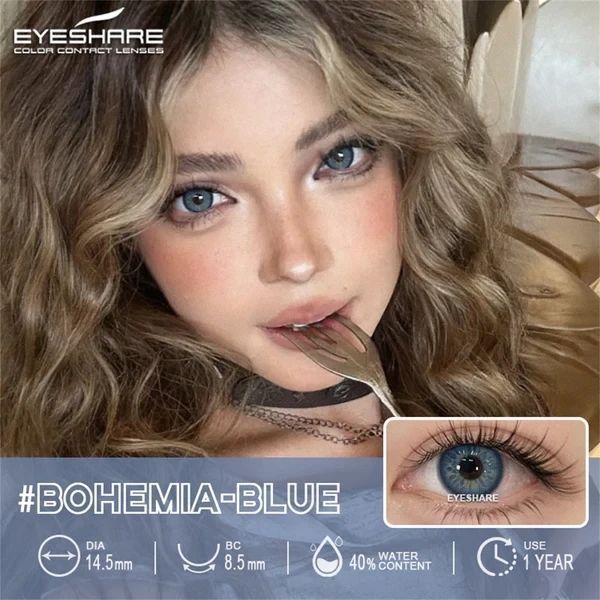 Кольорові лінзи блакитні Bohemia Blue + контейнер для зберігання в подарунок 0479BOH фото