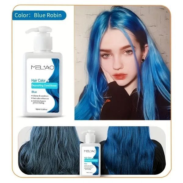 Тонувальний бальзам для тимчасового фарбування волосся Melao синій Blue 7256 фото