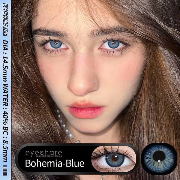 Кольорові лінзи блакитні Bohemia Blue + контейнер для зберігання в подарунок 0479BOH фото
