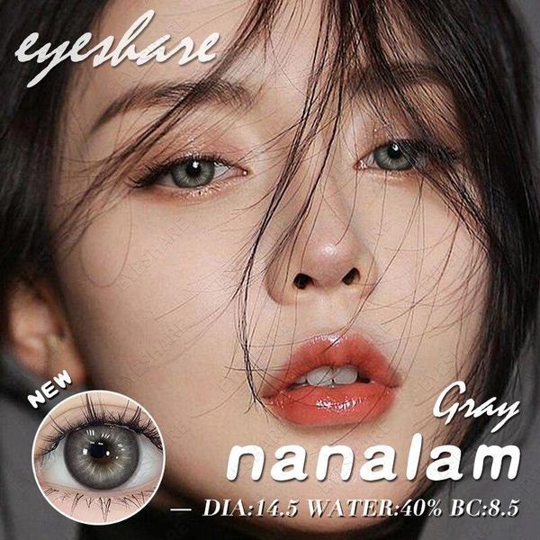 Цветные линзы для глаз серые NANALAM-GRAY Контейнер для хранения в подарок 00309NAN фото