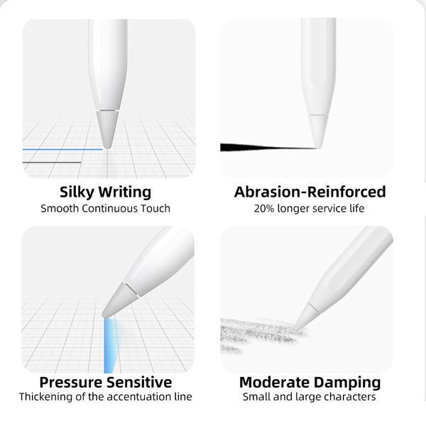 Комплект наконечников Googei для стилуса Apple Pencil 1-2 поколение White 4 шт. 29579 фото