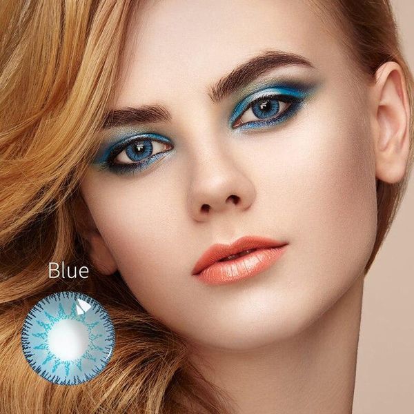 Цветные линзы голубые Blue + контейнер для хранения в подарок 0094RA фото