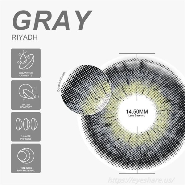 Линзы цветные серые Riyadn Gray пары + контейнер для хранения в подарок GR09045 фото