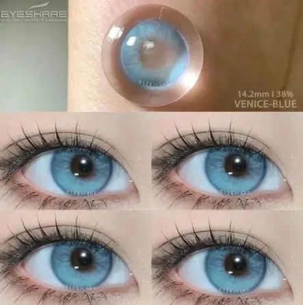 Цветные линзы для глаз голубые Venice Blue + контейнер для хранения в подарок 0678VE фото