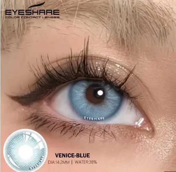 Цветные линзы для глаз голубые Venice Blue + контейнер для хранения в подарок 0678VE фото