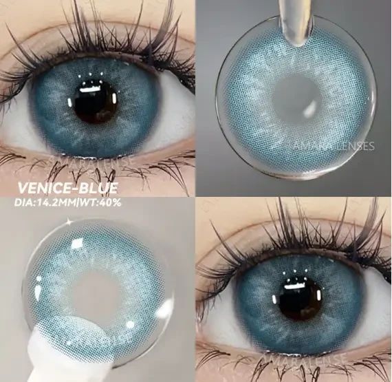 Цветные линзы для глаз голубые Venice Blue + контейнер для хранения в подарок 0678VE фото