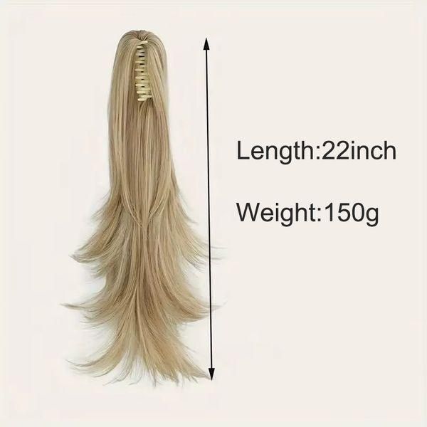 Накладной хвост шиньон 55 см Светло-русый блонд с мелировкой 27/613 фото