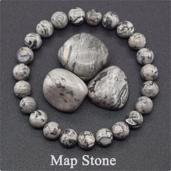 Комплект браслетов из натуральной яшмы Map Stone, Оникса и Говлита RO0423 фото