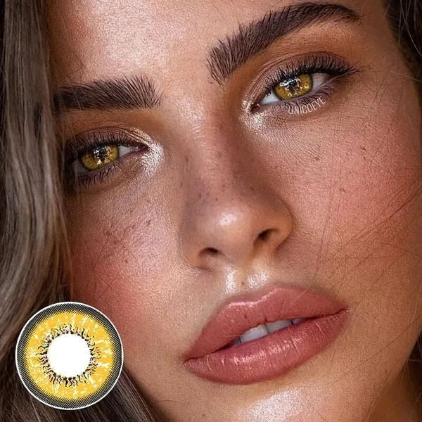 Цветные линзы жёлтые Gold + контейнер для хранения в подарок 2938269965 фото
