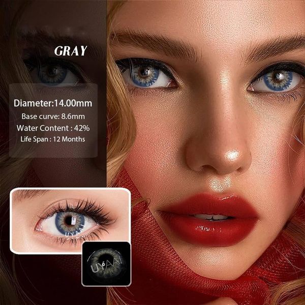 Цветные линзы серые Gray + контейнер для хранения в подарок 00211TE фото
