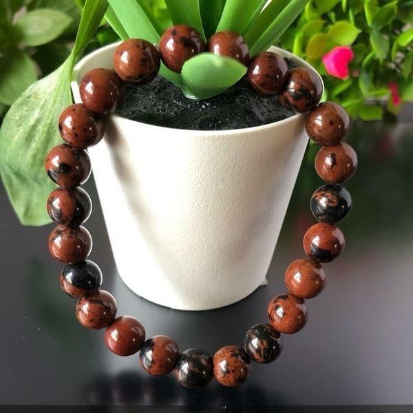 Браслет із натурального каменю Махагоновий обсидіан OB015670 фото