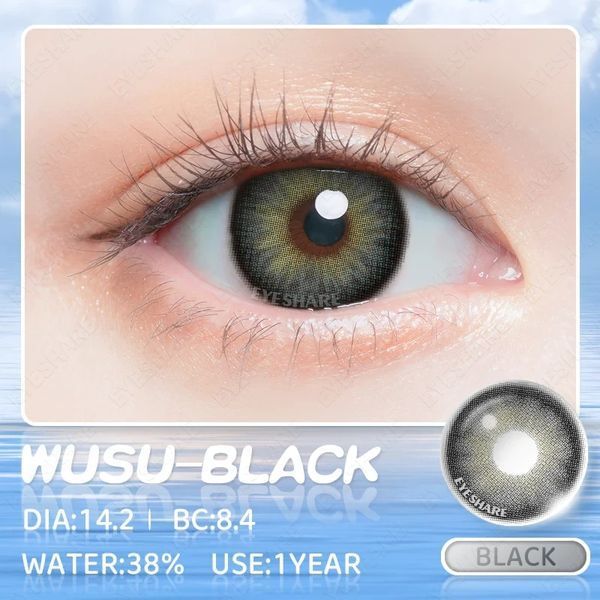 Кольорові лінзи Wusu Black чорні + контейнер для зберігання в подарунок 074WU фото