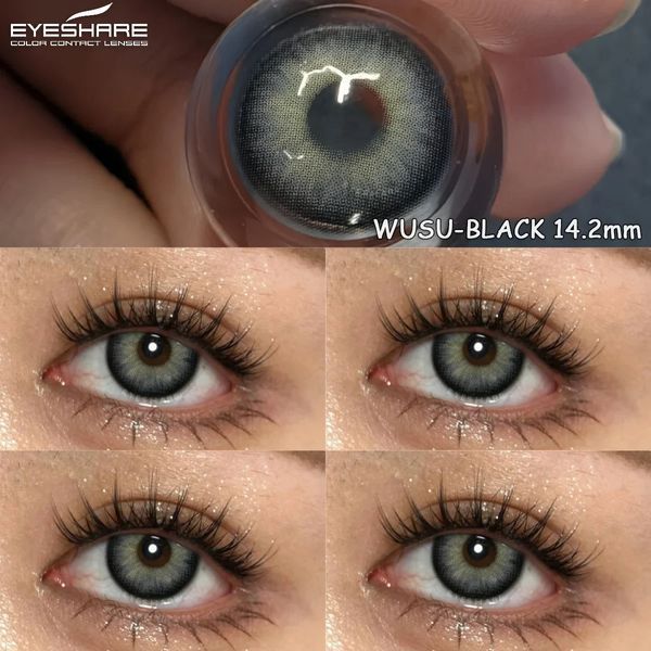 Кольорові лінзи Wusu Black чорні + контейнер для зберігання в подарунок 074WU фото