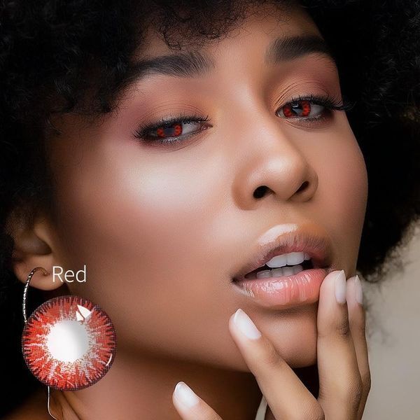 Цветные линзы для глаз красные Red + контейнер для хранения в подарок 0097RA фото
