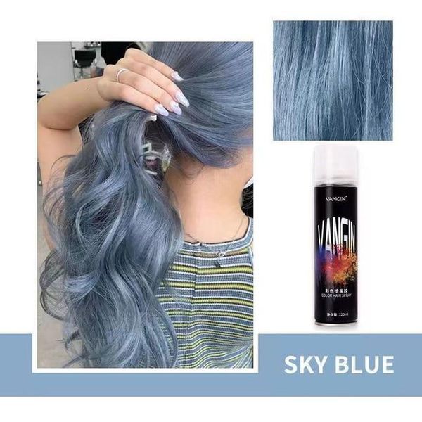 Временная краска-спрей для волос серо-голубая Sky Blue 8353 фото