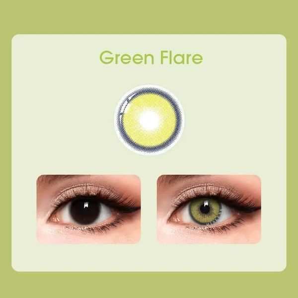 Кольорові лінзи зелені Flare Green + контейнер для зберігання в подарунок BC45-2 фото