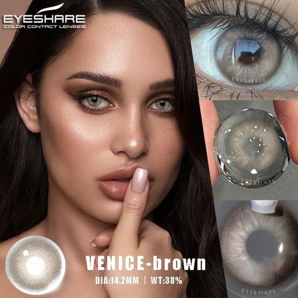 Кольорові лінзи коричневі Venice Brown + контейнер для зберігання в подарунок 19674VE фото