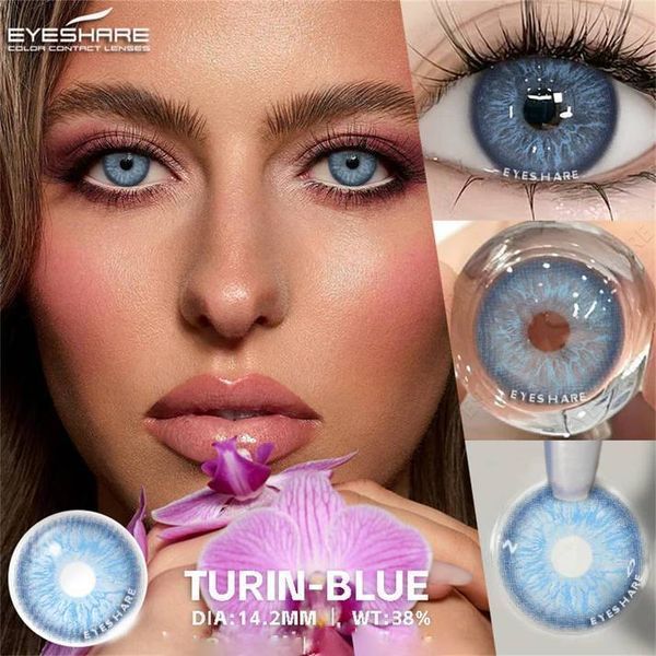 Кольорові лінзи для очей блакитні Turin Blue + контейнер для зберігання в подарунок 06839TU фото