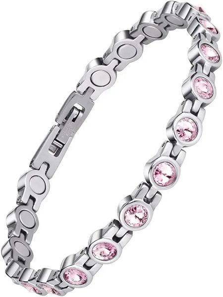 Браслет женский серебристый с магнитами Pink 21 см 2468 фото