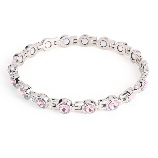 Браслет женский серебристый с магнитами Pink 21 см 2468 фото