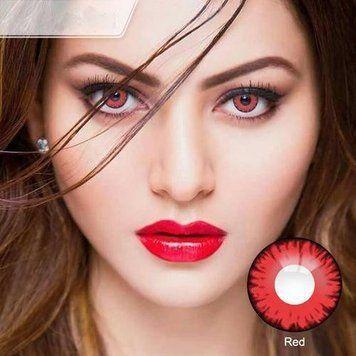 Цветные контактные линзы красные c ободком Red Flame + контейнер для хранения в подарок MY26 фото