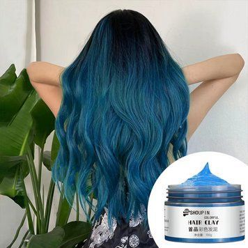 Временная краска-воск для волос синяя Shoupin Цветной воск для волос Blue 100 ml 03630SH фото