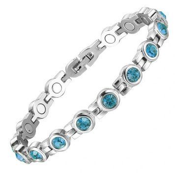 Браслет женский серебристый с магнитами Blue 21 см 2469 фото