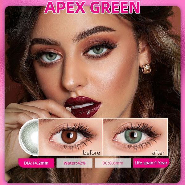 Цветные линзы для глаз зелёные Apex Green + контейнер для хранения в подарок BC08-2 фото