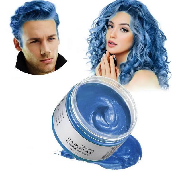 Тимчасова фарба-віск для волосся синя Shoupin Кольоровий віск для волосся Blue 100 ml 03630SH фото