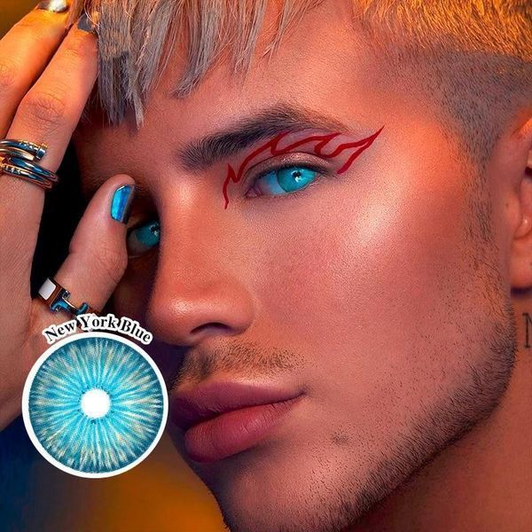 Цветные линзы голубые Blue + контейнер для хранения в подарок 0094PRO фото