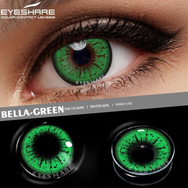 Цветные линзы для глаз зелёные Green + контейнер для хранения в подарок 0095FL фото