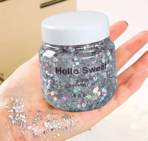 Глітер-гель для обличчя, волосся й тіла Hello Sweet Silver 150 мл N-112 фото