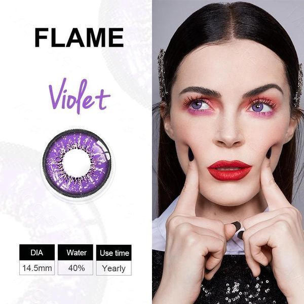 Кольорові лінзи для очей фіолетові Violet + контейнер для зберігання в подарунок 0098FL фото