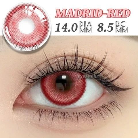 Цветные линзы для глаз красные Madrid Red + контейнер для хранения в подарок 05674MAD фото