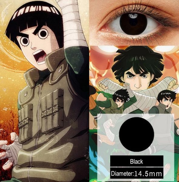 Кольорові контактні лінзи чорні Rock Lee (пара) + контейнер для зберігання в подарунок MY31 фото